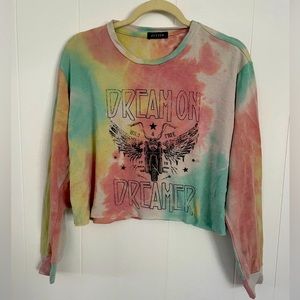 Cropped graphic long sleeve t shirt